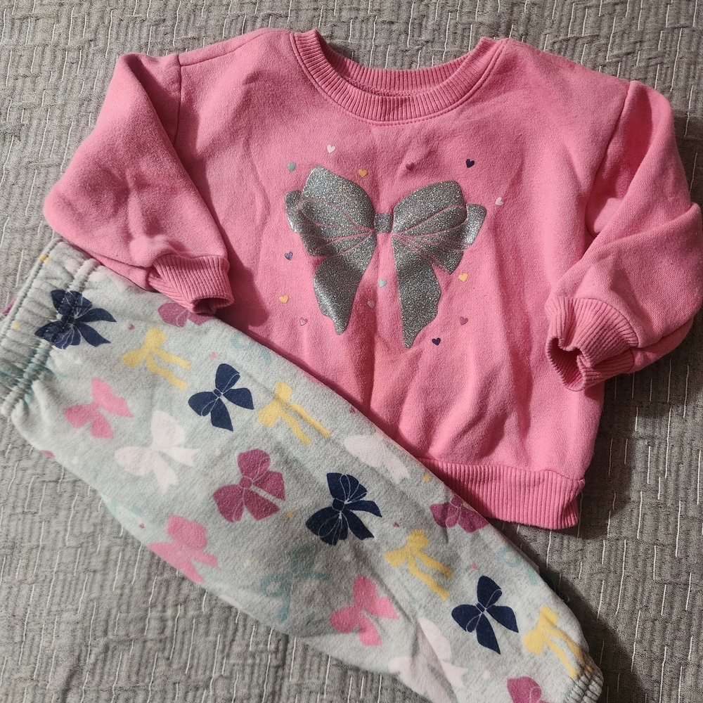 Garanimals Pink Sweatshirt & Bow-Print Pants Matching Set